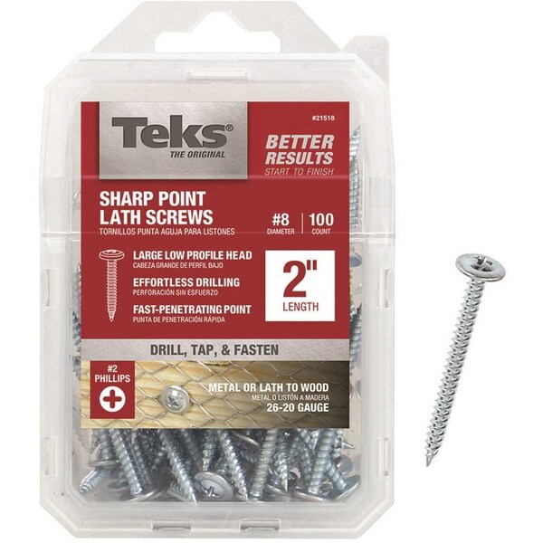 Tek 815 x 2 in. Philips Pan Head Sharp Point Lath Screw, 100PK 21518